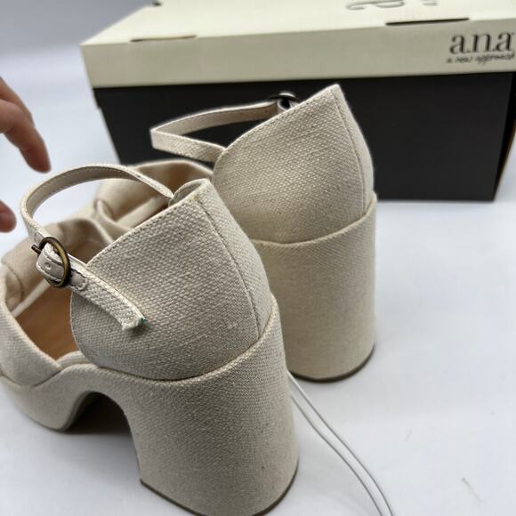 a.n.a Womens Holland Heeled Sandals Cream Natural Platform Size 7M - Picture 6 of 10